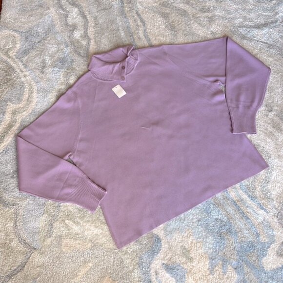 Lavender Button Detailed Mock Turtleneck - Picture 2 of 13